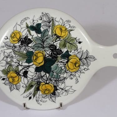 Arabia Ruusu käsipeili, käsinmaalattu, suunnittelija , käsinmaalattu, pieni, signeerattu, kukka-aihe