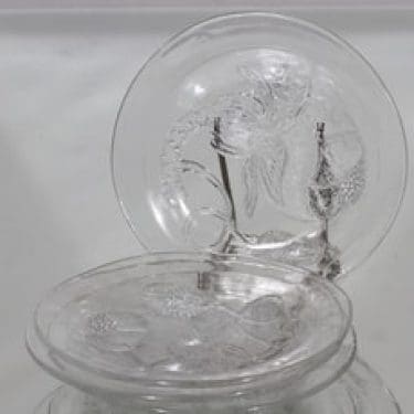 Nuutajärvi Pioni lautaset, kirkas, 4 kpl, suunnittelija Oiva Toikka, pieni