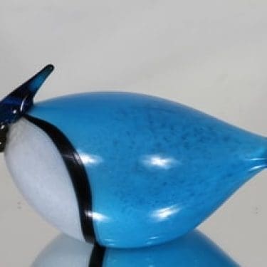 Nuutajärvi koristelintu, Kanadan sininärhi, suunnittelija Oiva Toikka, Kanadan sininärhi, signeerattu