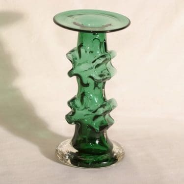 Riihimäen lasi Kasper kynttilänjalka, vihreä, suunnittelija Erkkitapio Siiroinen,