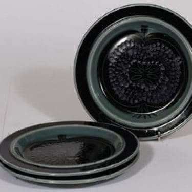 Arabia Kosmos lautaset, sininen, 3 kpl, suunnittelija Gunvor Olin-Grönqvist, puhalluskoriste