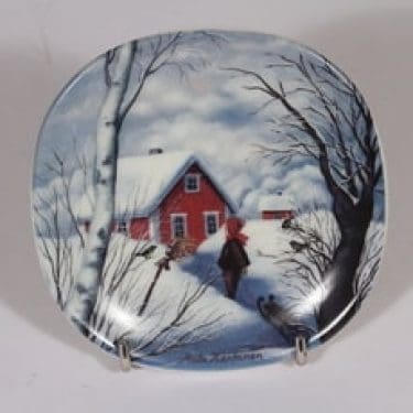 Arabia seinälautanen, Kotiseudun talvi, suunnittelija Anita Rantanen, Kotiseudun talvi, pieni, serikuva