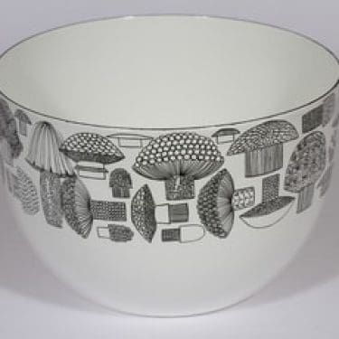 Finel Tatti kulho, valkoinen, suunnittelija Esteri Tomula, serikuva, sieniaihe