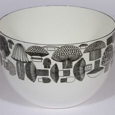 Finel Tatti kulho, valkoinen, suunnittelija Esteri Tomula, serikuva, sieniaihe