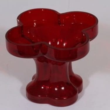 Riihimäen lasi Onnenlehti maljakko, rubiininpunainen, suunnittelija Helena Tynell,