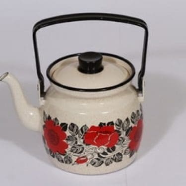 Finel Ruusu kahvipannu, 1 l, suunnittelija Esteri Tomula, 1 l, serikuva, kukka-aihe