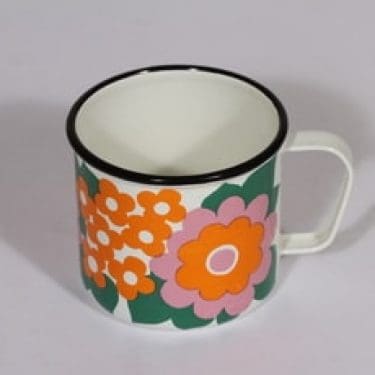 Finel Elisa muki, suunnittelija Esteri Tomula, serikuva, retro