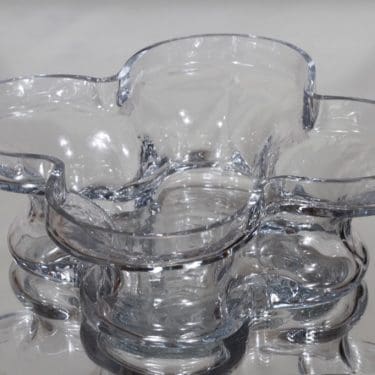 Riihimäen lasi Onnenlehti maljakko, kirkas, suunnittelija Helena Tynell, suuri