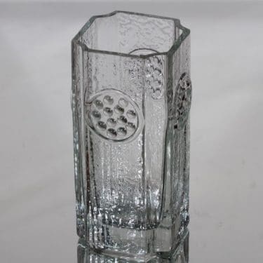 Riihimäen lasi Rondella maljakko, kirkas, suunnittelija Tamara Aladin,