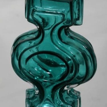 Riihimäen lasi Emma maljakko, turkoosi, suunnittelija Helena Tynell,