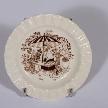 Arabia Harraste tuhka-astia, suunnittelija Raija Uosikkinen, kuparipainokoriste