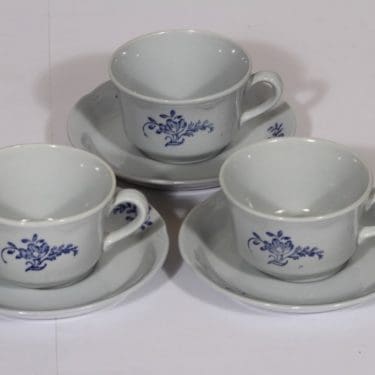 Arabia S 877 kahvikupit, sininen, 3 kpl, suunnittelija , kuparipainokoriste