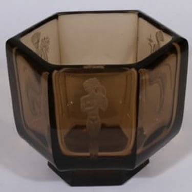 Riihimäen lasi malja, signeerattu, suunnittelija Erkki Käppi, signeerattu, suuri, massiivinen, hiottu