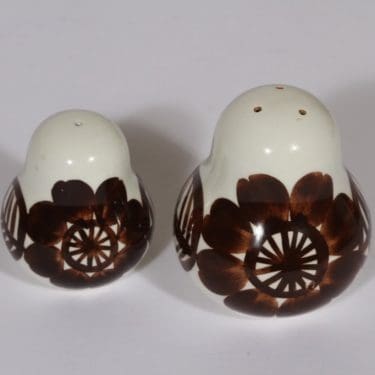 Arabia Köökki suola- ja pippurisirotin, käsinmaalattu, 2 kpl, suunnittelija Gunvor Olin-Grönqvist, käsinmaalattu, signeerattu, retro