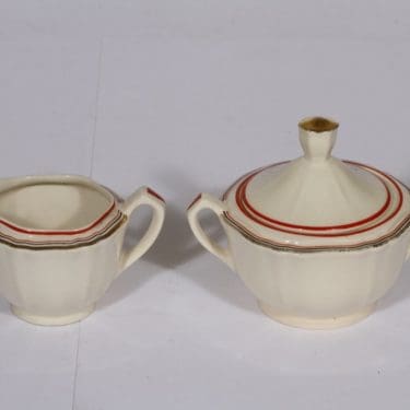 Arabia koriste numero 21 sokerikko ja kermakko, suunnittelija , raitakoriste