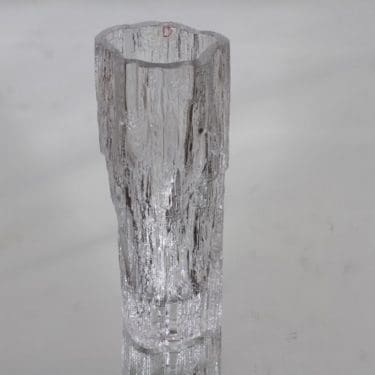 Iittala Avena maljakko, kirkas, suunnittelija Tapio Wirkkala, pieni, signeerattu