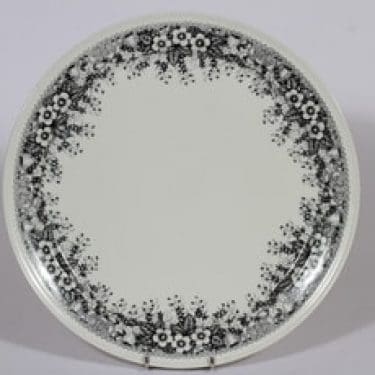 Arabia Talvikki vati, mustavalkoinen, suunnittelija Raija Uosikkinen, suuri, serikuva, kukka-aihe