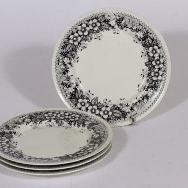 Arabia Talvikki lautaset, matala, 4 kpl, suunnittelija Raija Uosikkinen, matala, pieni, serikuva, kukka-aihe