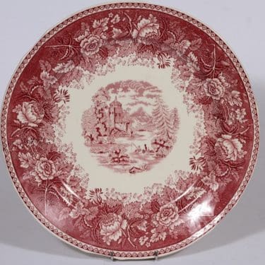 Arabia Maisema vati, punainen, suunnittelija , suuri, pyöreä, kuparipainokoriste