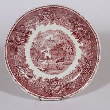 Arabia Maisema leivosvati, punainen, suunnittelija , pyöreä, kuparipainokoriste