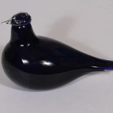 Nuutajärvi koristelintu, Lintu sininen, suunnittelija Oiva Toikka, Lintu sininen, signeerattu