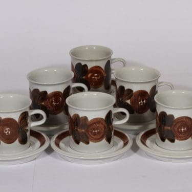 Arabia Rosmarin kaakaokupit, 30 cl, 6 kpl, suunnittelija Ulla Procope, 30 cl, käsinmaalattu, signeerattu
