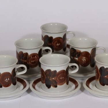 Arabia Rosmarin kaakaokupit, 30 cl, 6 kpl, suunnittelija Ulla Procope, 30 cl, käsinmaalattu, signeerattu