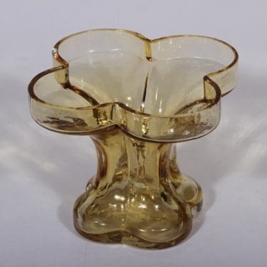 Riihimäen lasi Onnenlehti maljakko, amber, suunnittelija Helena Tynell,