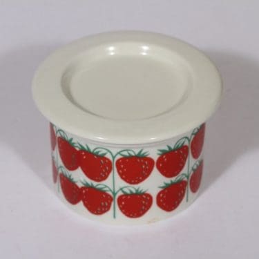 Arabia Pomona purnukka, mansikka, suunnittelija Raija Uosikkinen, mansikka, pieni, serikuva, retro