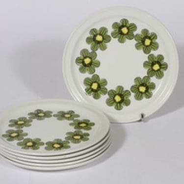 Arabia Primavera lautaset, pieni, 6 kpl, suunnittelija Esteri Tomula, pieni, serikuva, kukka-aihe, retro
