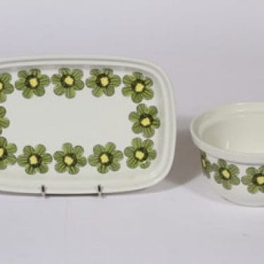 Arabia Primavera kulho ja vati, suunnittelija Esteri Tomula, pieni, serikuva, kukka-aihe