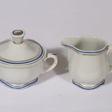 Arabia Lotta sokerikko ja kermakko, sininen, suunnittelija , raitakoriste