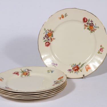 Arabia Kesäkukka lautaset, matala, 6 kpl, suunnittelija , matala, siirtokuva, kukka-aihe