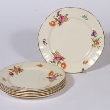 Arabia Kesäkukka lautaset, 6 kpl, suunnittelija , pieni, siirtokuva, kukka-aihe