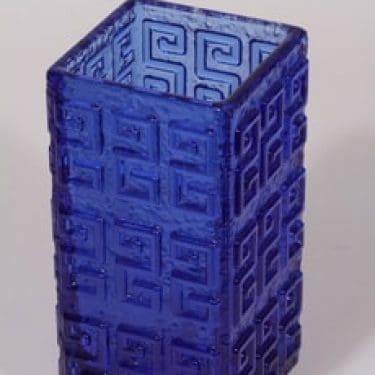 Riihimäen lasi Taalari maljakko, sininen, suunnittelija Tamara Aladin, massiivinen