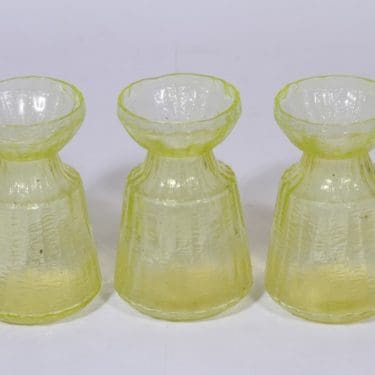 Riihimäen lasi Hyasintti maljakot, keltainen, 3 kpl, suunnittelija Tamara Aladin,