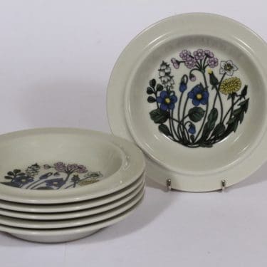 Arabia Flora lautaset, syvä, 6 kpl, suunnittelija , syvä, serikuva, kukka-aihe