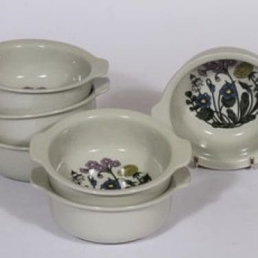 Arabia Flora annoskulhot, syvä, 6 kpl, suunnittelija , syvä, serikuva, kukka-aihe