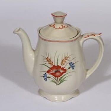 Arabia Kesä kahvikaadin, 1 l, suunnittelija , 1 l, siirtokuva, kukka-aihe