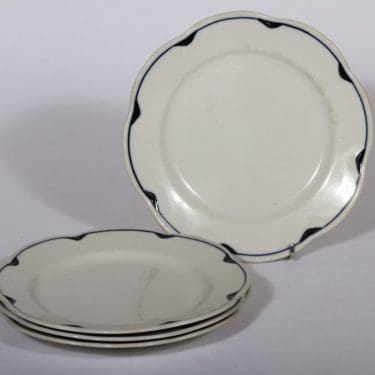 Arabia Pekka lautaset, sininen, 4 kpl, suunnittelija , pieni, viivakoriste