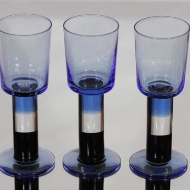 Nuutajärvi Pro Arte lasit, Lampi, 3 kpl, suunnittelija Kerttu Nurminen, Lampi, signeerattu