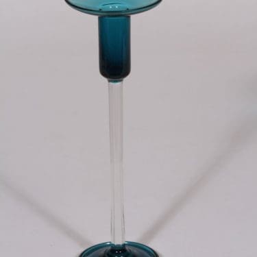 Riihimäen lasi Harlekiini kynttilänjalka, sininen, suunnittelija Nanny Still,