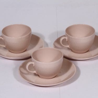 Arabia Sointu kahvikupit, vaalean punainen, 3 kpl, suunnittelija Kaj Franck,