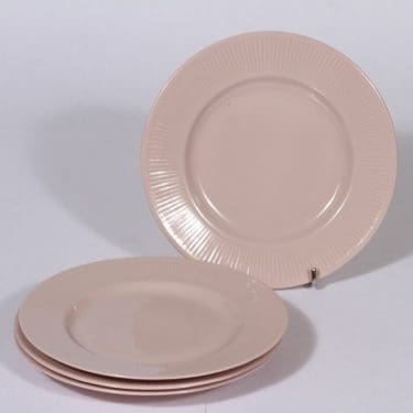 Arabia Sointu leivoslautaset, vaalean punainen, 4 kpl, suunnittelija Kaj Franck,