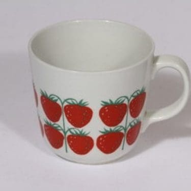 Arabia Pomona muki, mansikka, suunnittelija , mansikka, serikuva, retro