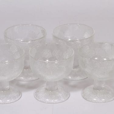 Nuutajärvi Miranda annoskulhot, kirkas, 5 kpl, suunnittelija Heikki Orvola,