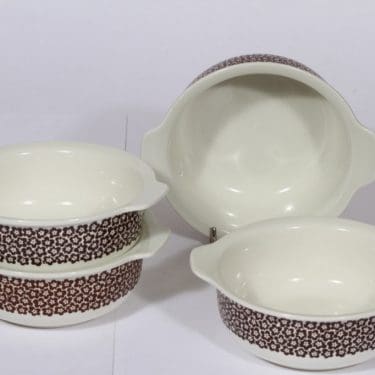 Arabia Faenza annoskulhot, ruskea, 4 kpl, suunnittelija Inkeri Seppälä, serikuva