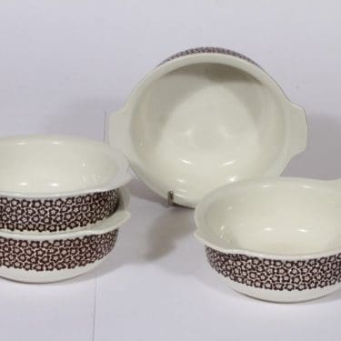 Arabia Faenza annoskulhot, ruskea, 4 kpl, suunnittelija Inkeri Seppälä, serikuva