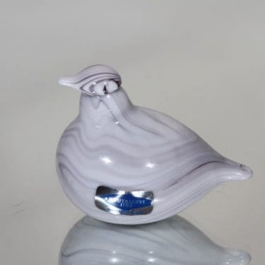 Nuutajärvi koristelintu, Kivitasku, suunnittelija Oiva Toikka, Kivitasku, pieni, signeerattu