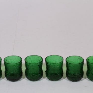 Nuutajärvi Fauna snapsilasit, vihreä, 6 kpl, suunnittelija Oiva Toikka, pieni